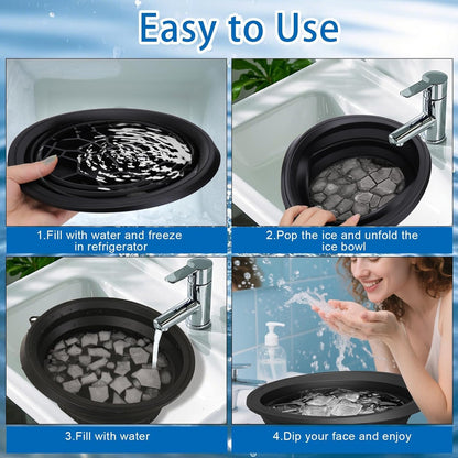 Amoner U modern style black ice face bath tool being filled with fresh water