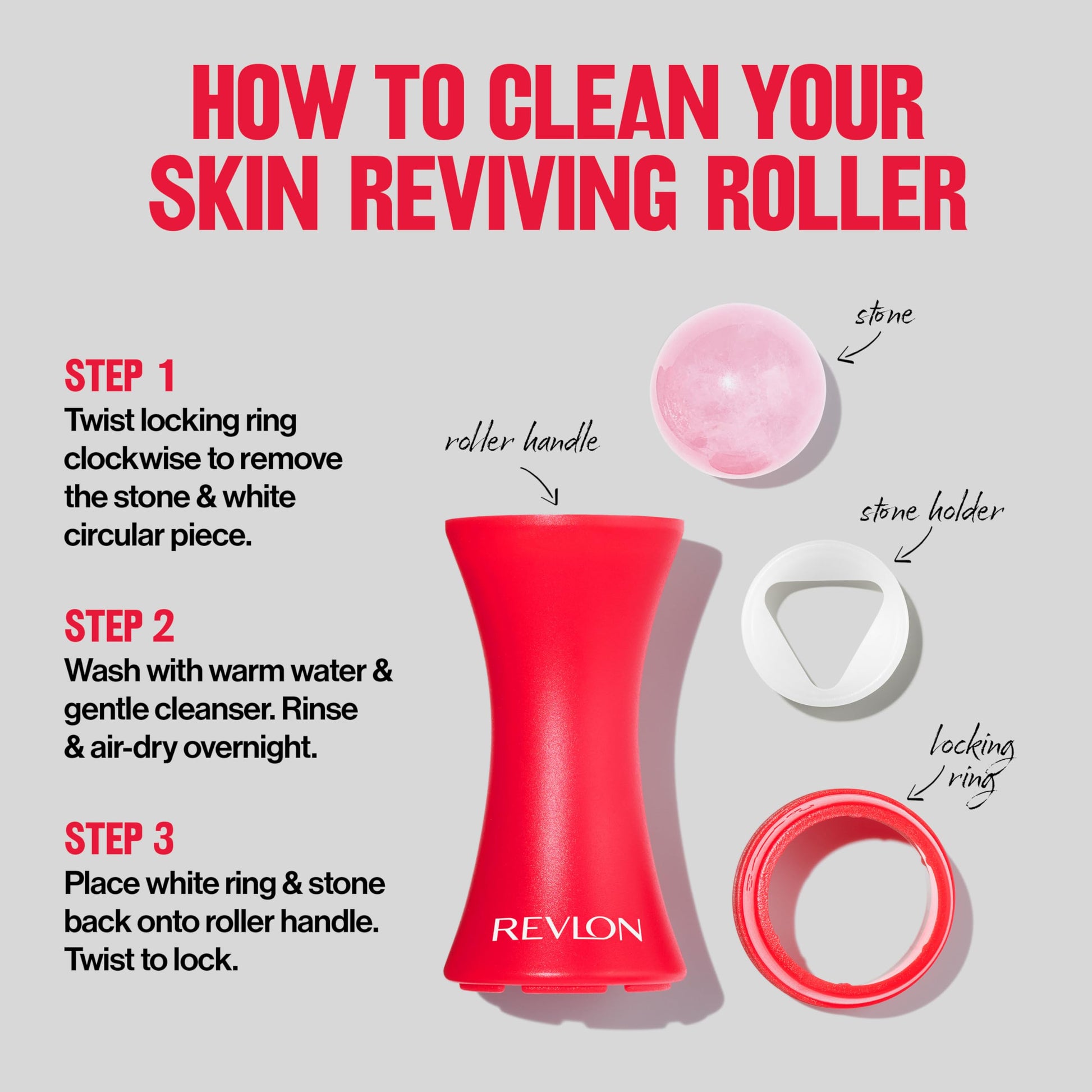 USA imported Revlon skin reviving roller packaging and product overview