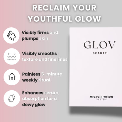 Glov Beauty unboxing displaying four reusable applicators and twelve luxury serums
