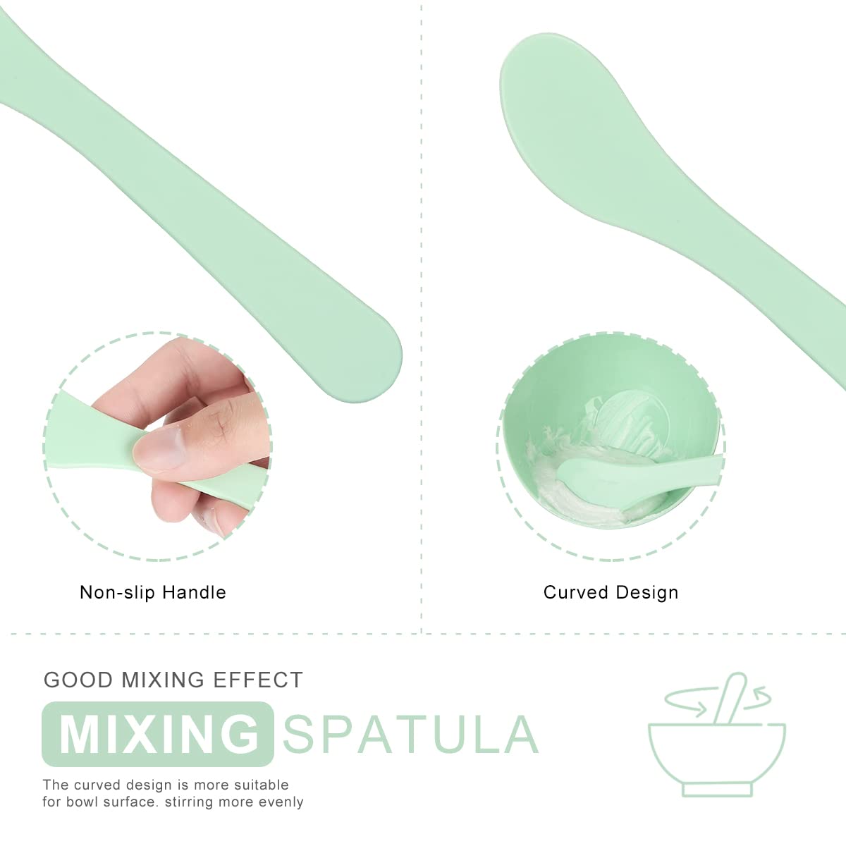 Skincare enthusiast using the Plazuria stick spatula to smoothly blend a DIY clay mask mixture inside the bowl