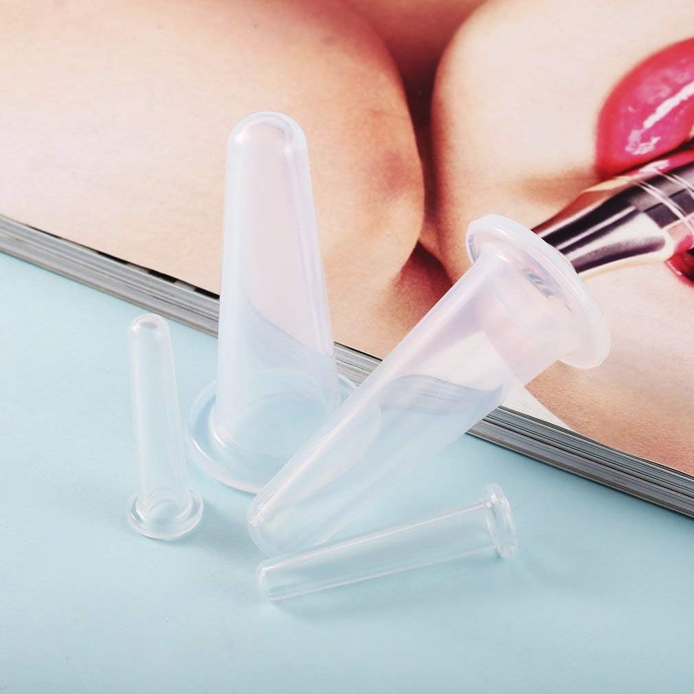 Portable travel friendly four count silicone vacuum therapy set for natural skincare