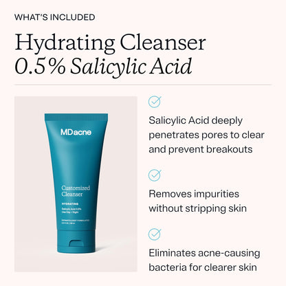 MDacne three step acne skincare regimen texture close up
