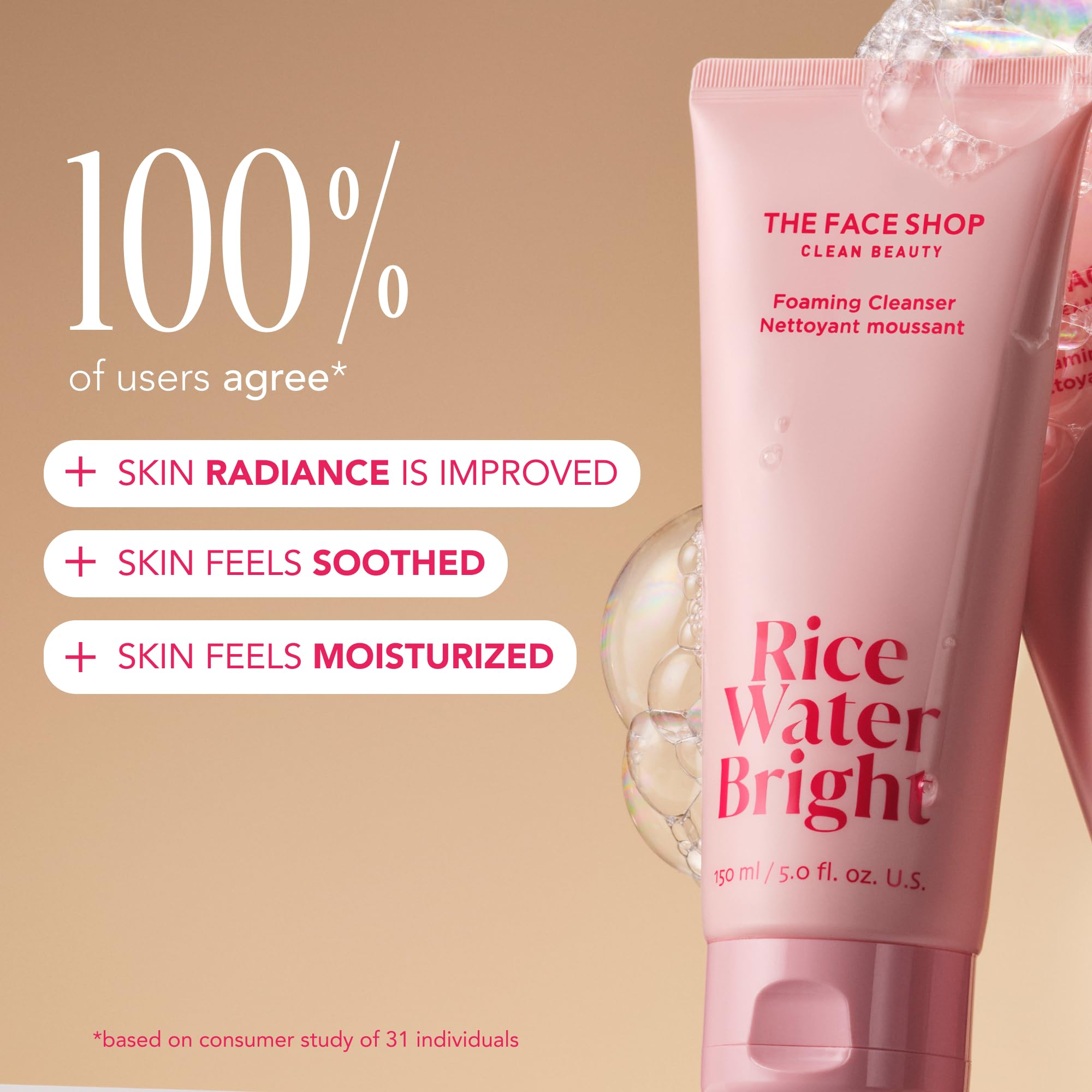 The Face Shop Rice Water Bright 4-piece Korean skincare routine arranged neatly out of the box.