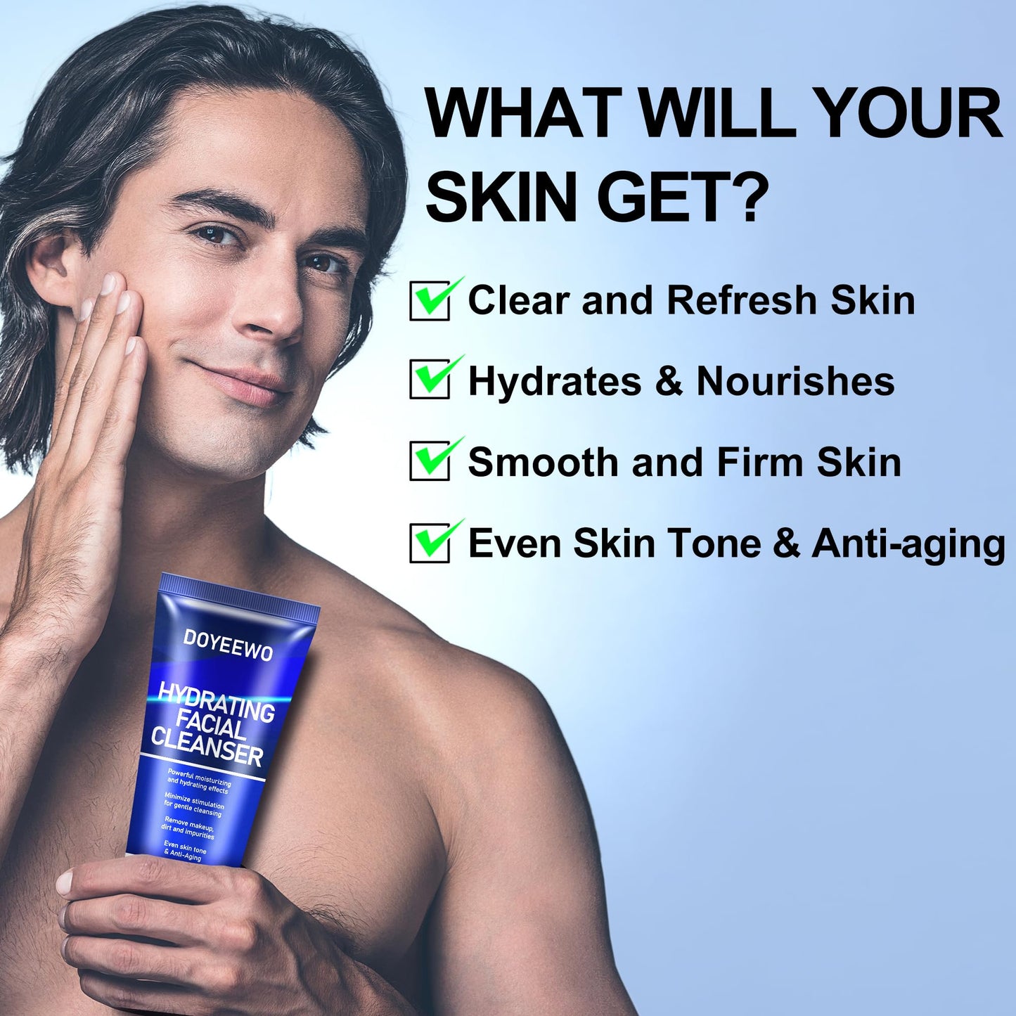 Texture shot of DOYEEWO men's facial scrub and cleanser cream consistency
