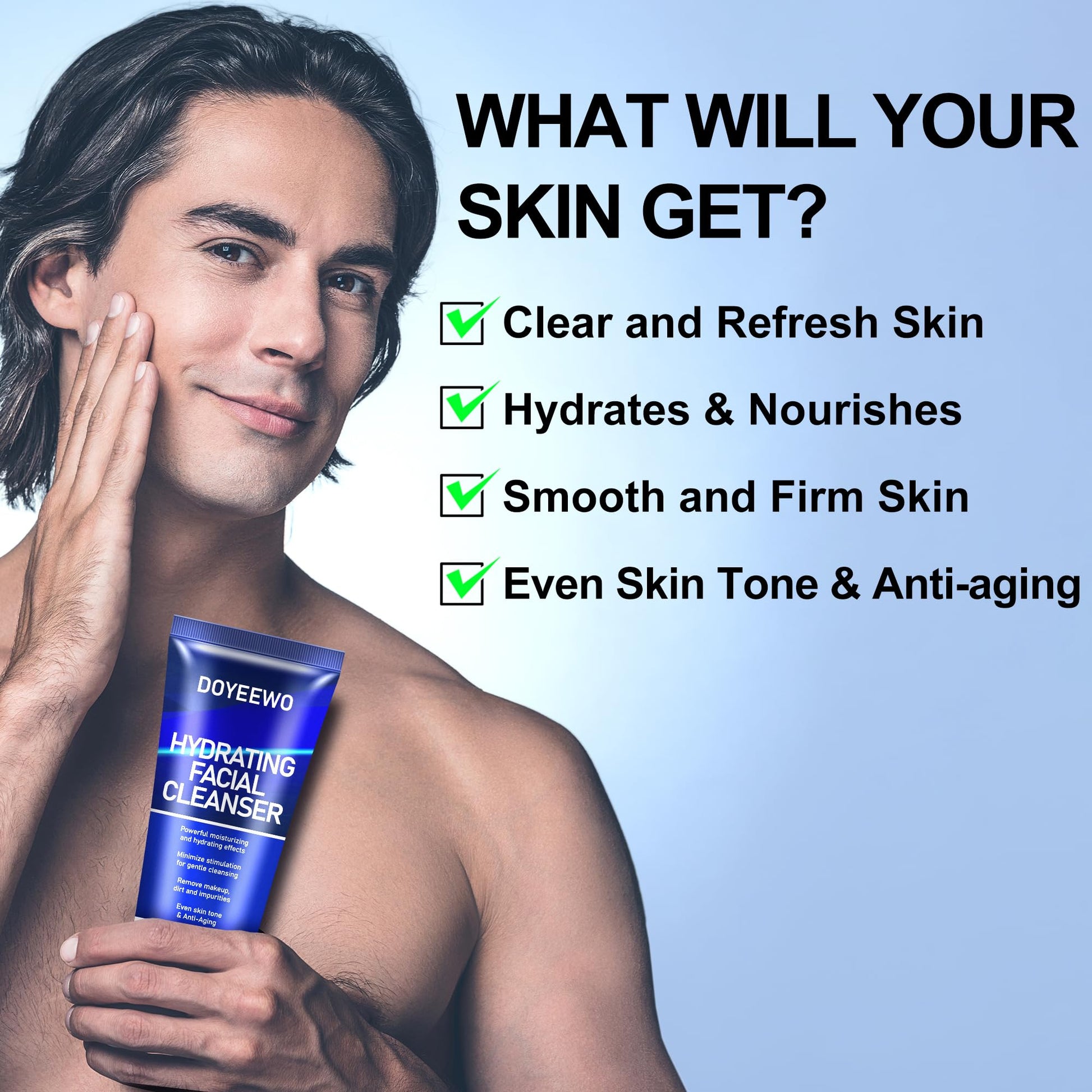 Texture shot of DOYEEWO men's facial scrub and cleanser cream consistency