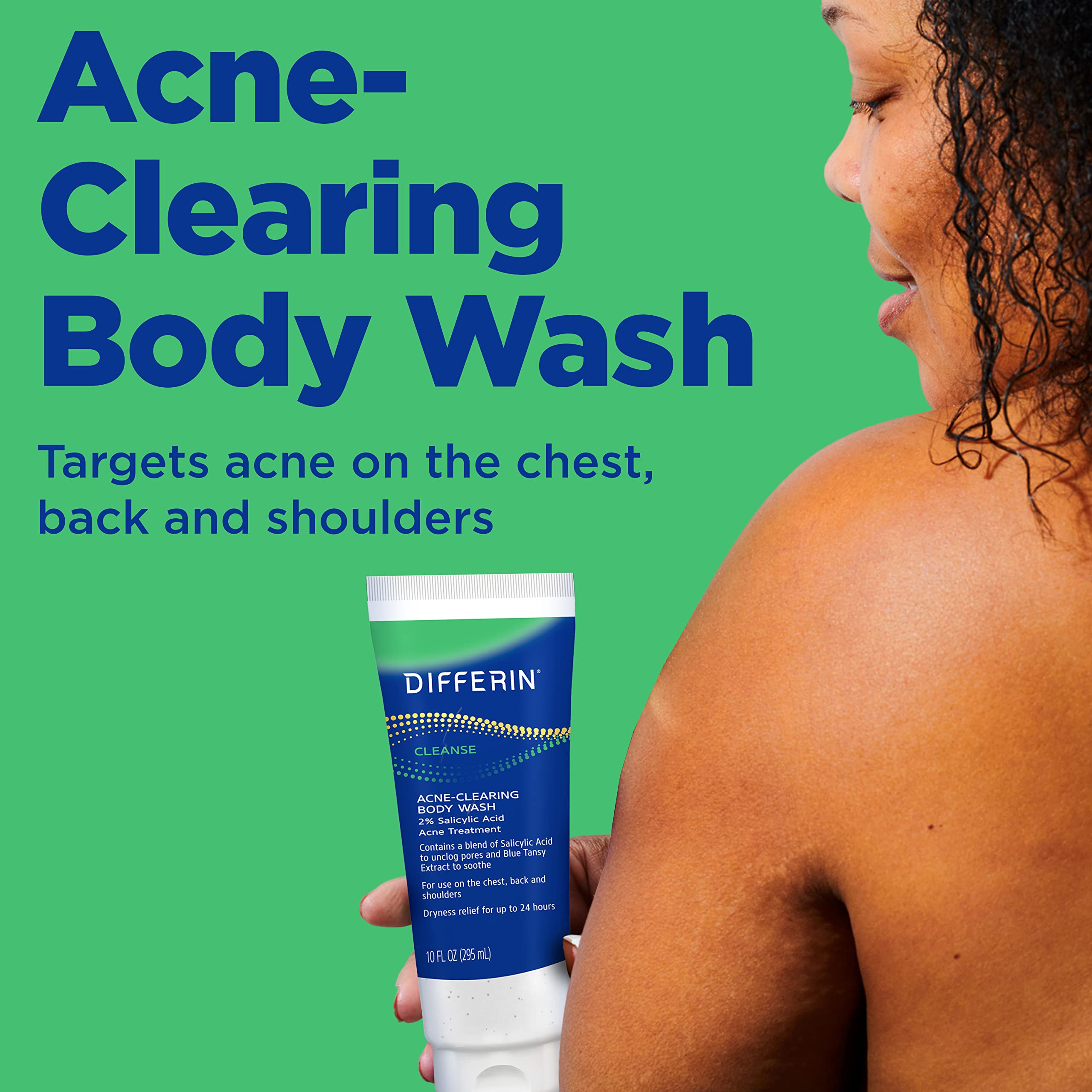 Differin salicylic acid cream to lather cleanser tube highlighting the active acne fighting formula.