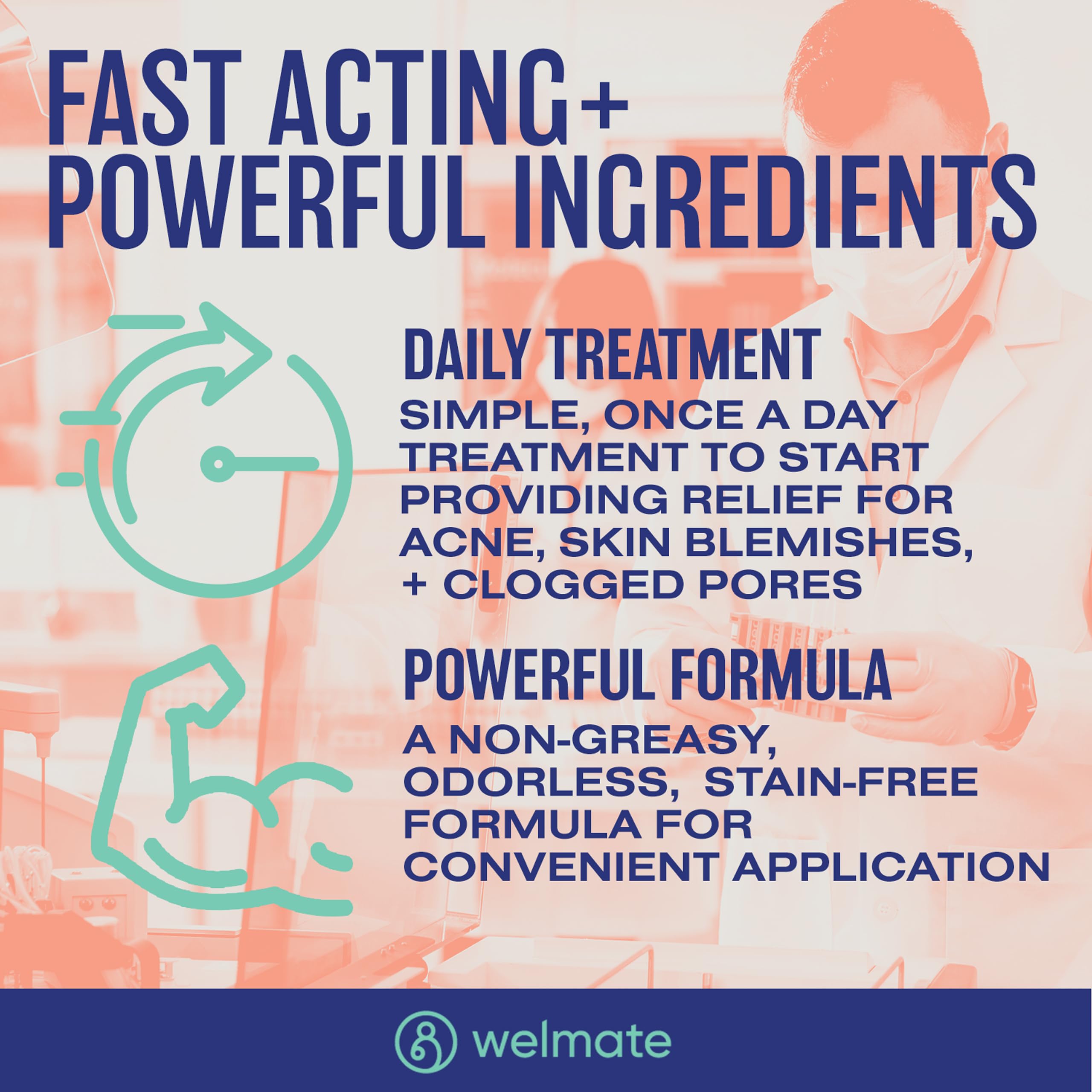 Back label view of WELMATE 1.6 ounce acne cream showing the active ingredient Adapalene USP 0.1 percent.