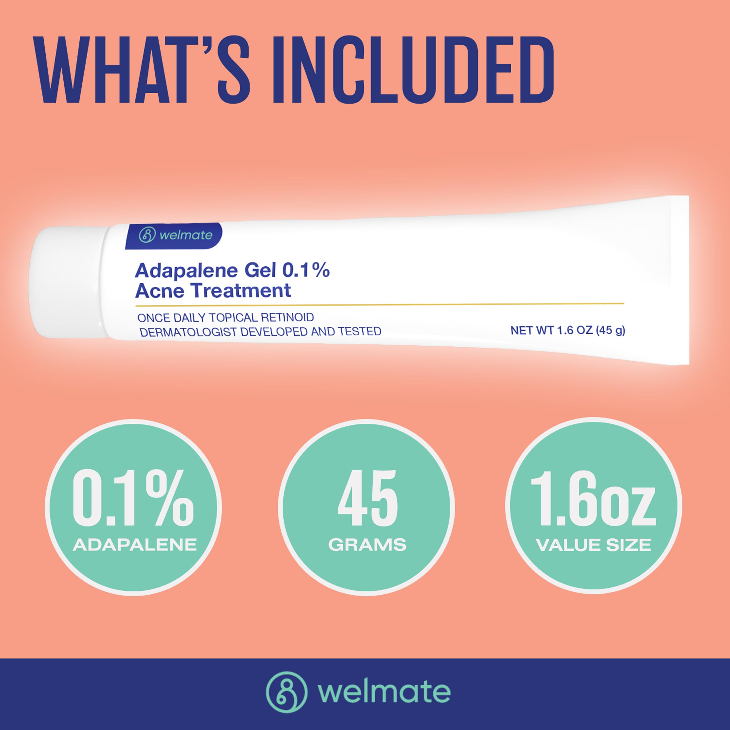 Full box and tube display of the authentic USA imported WELMATE 90-day supply acne control gel.