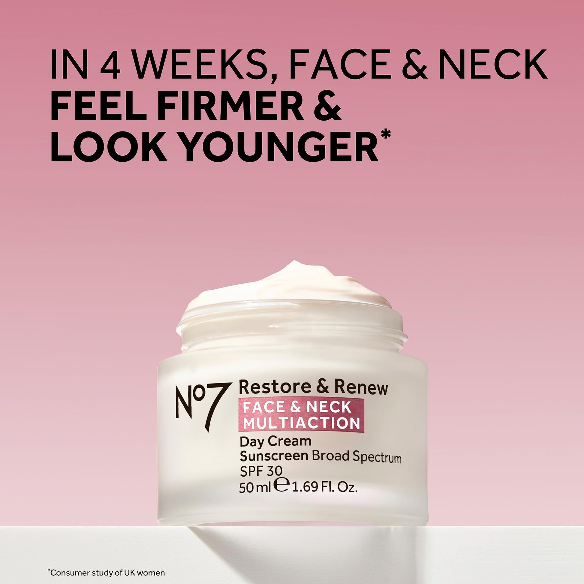 No7 Restore and Renew SPF thirty day cream jar for mature skin care