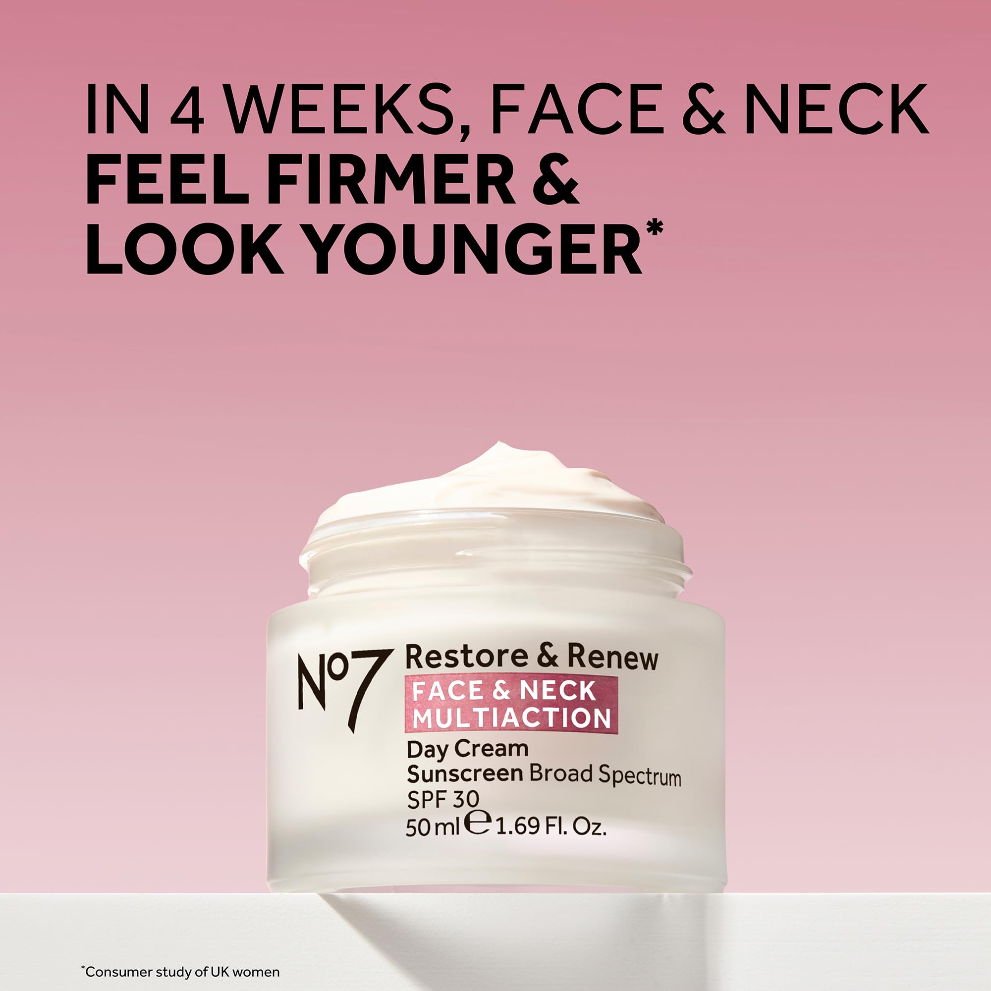 No7 Restore and Renew SPF thirty day cream jar for mature skin care