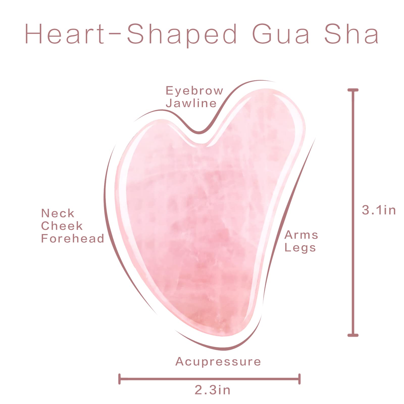 Heart shaped pink guasha stone tool for puffiness reduction