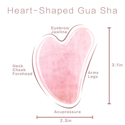 Heart shaped pink guasha stone tool for puffiness reduction