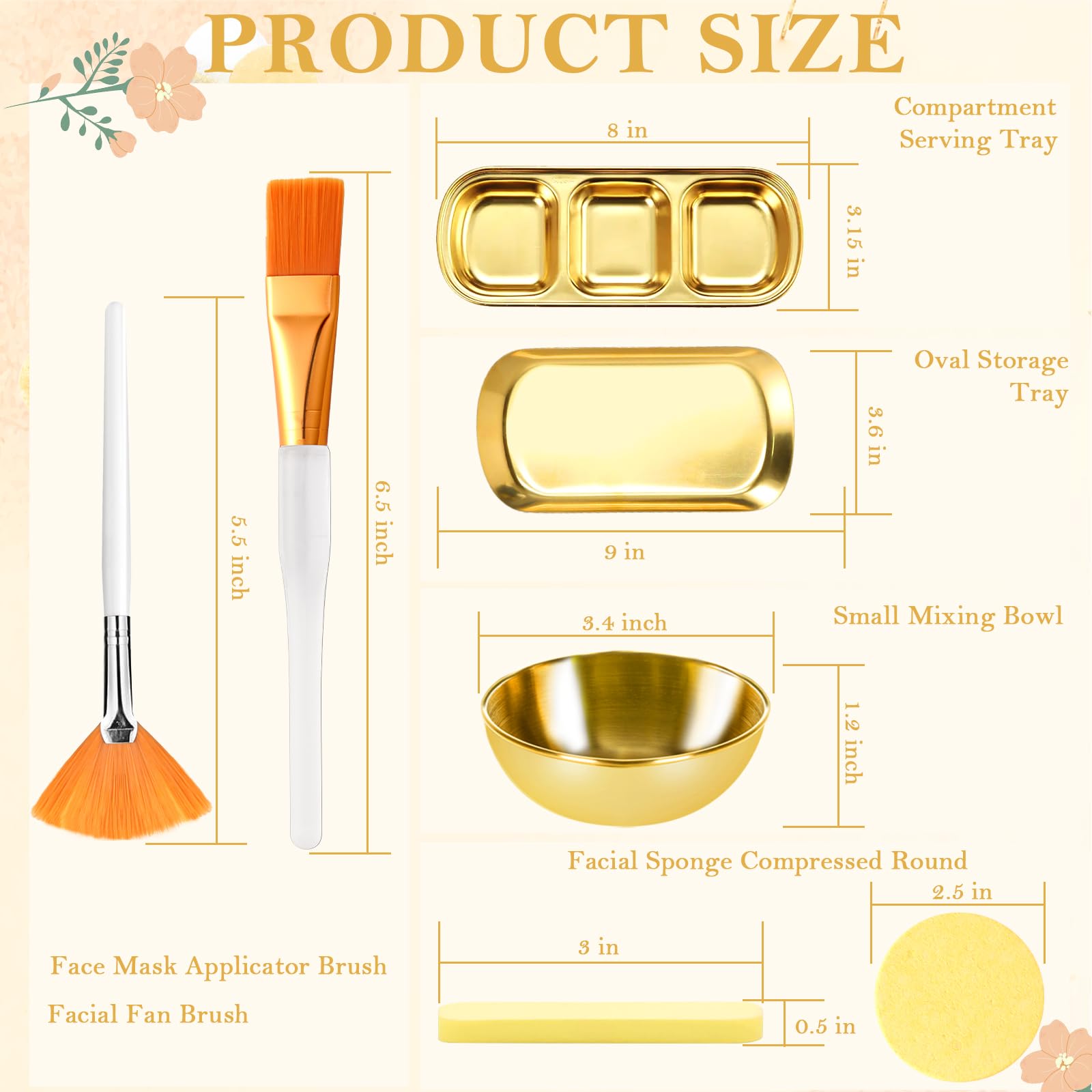 Uxcell gold three compartment stainless steel skincare serving tray showing separated sections for professional facial lotions