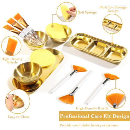 Uxcell white facial fan brushes and flat face mask applicator brushes neatly laid out for precise cosmetic application