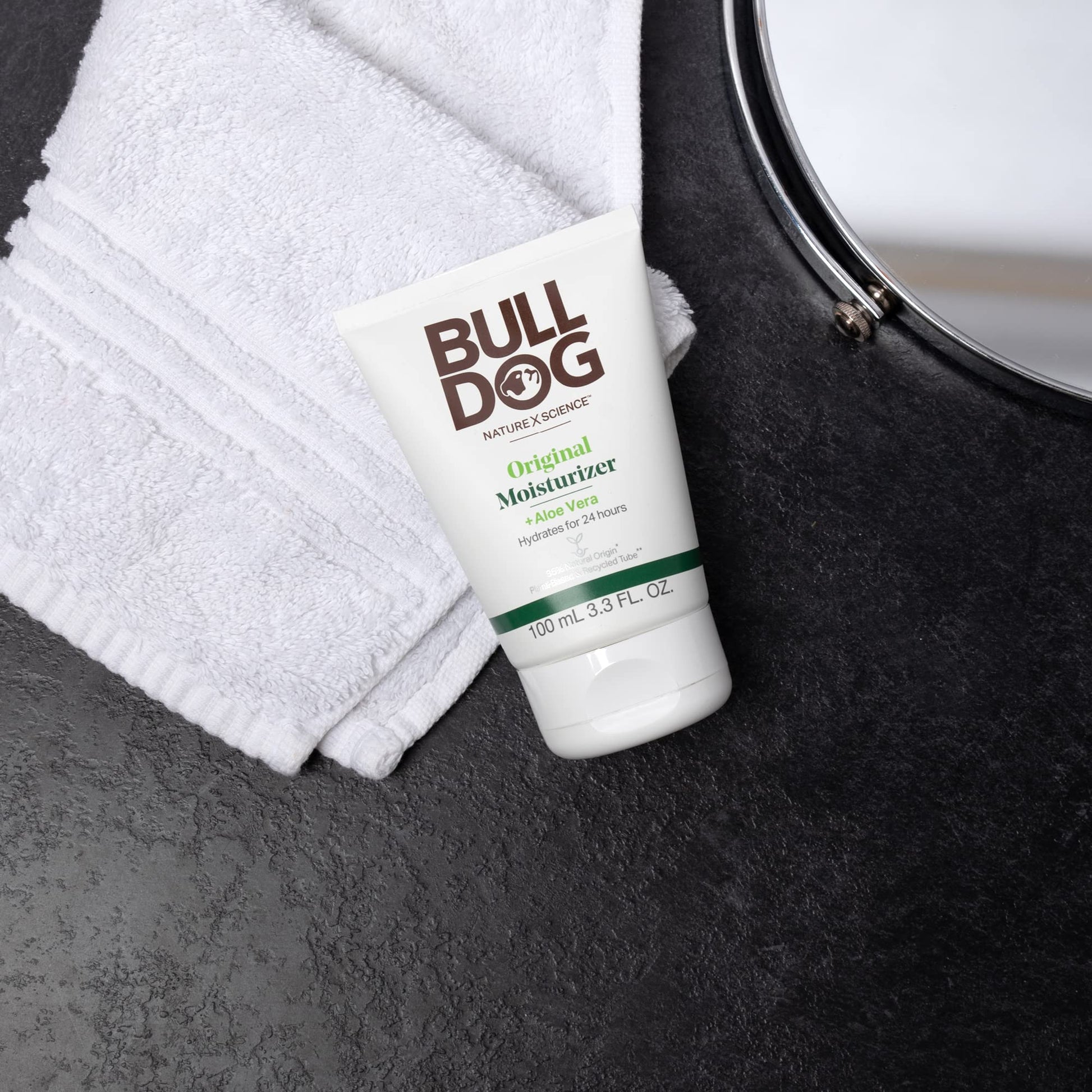 Bulldog imported mens skincare kit unboxed showing texture of the face scrub and wash.