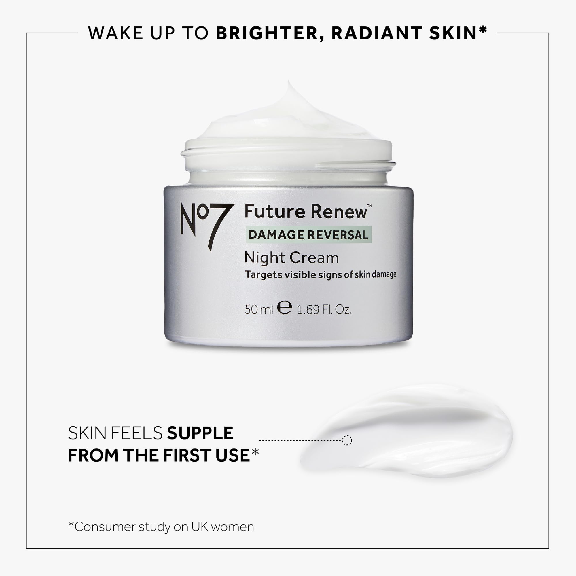 No7 Future Renew Skincare Set packaging side view detailing the patent pending peptide technology and ingredients