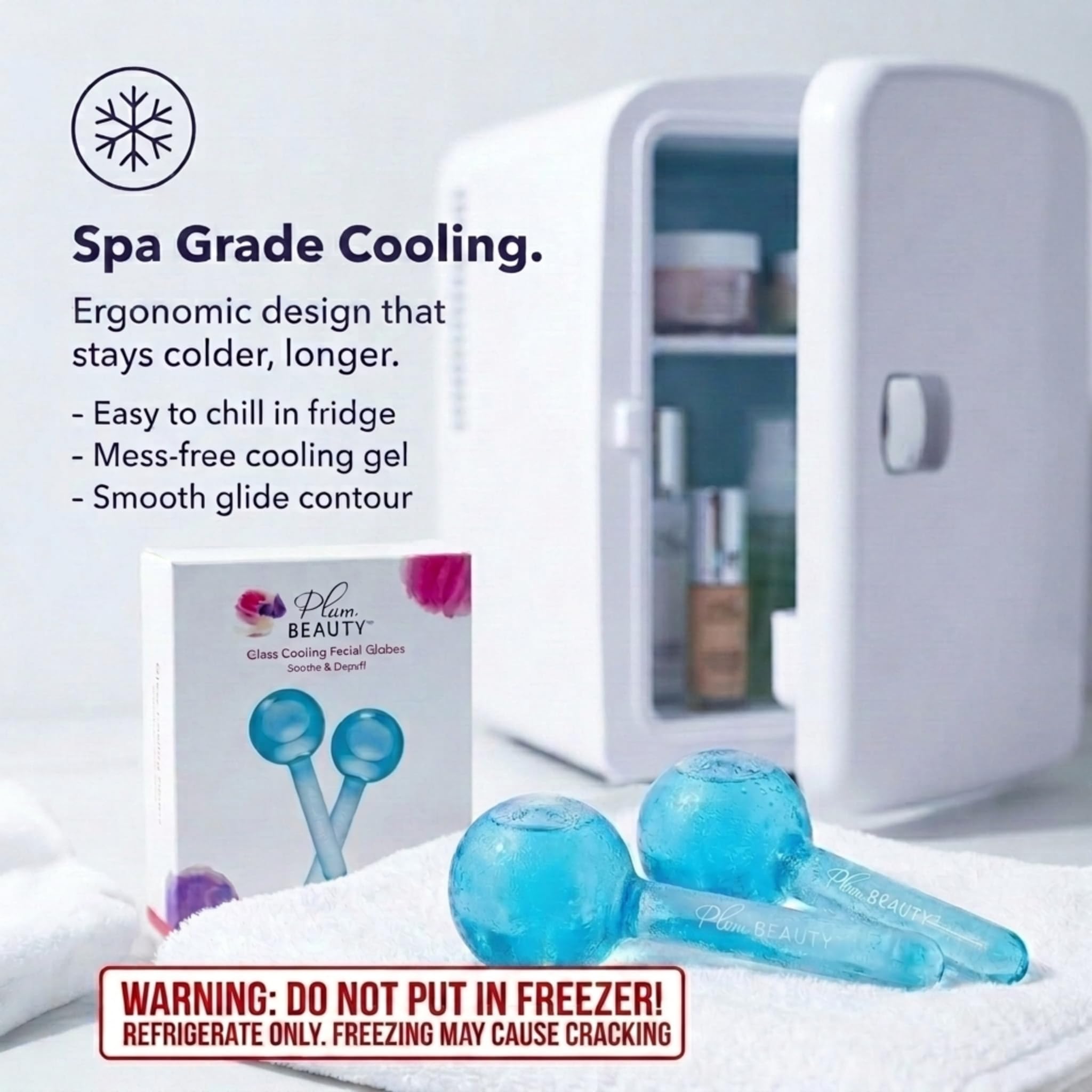 Plum Beauty Glass Ice Globes packaged securely in their protective storage case