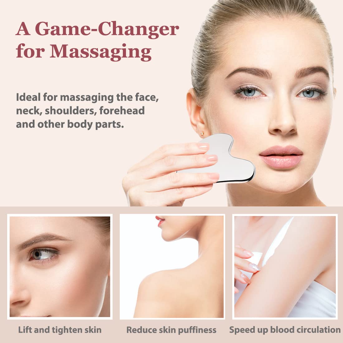 Lanfixilly pure stainless steel gua sha tool for jawline definition and lymphatic drainage