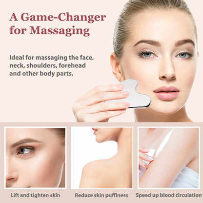Lanfixilly pure stainless steel gua sha tool for jawline definition and lymphatic drainage