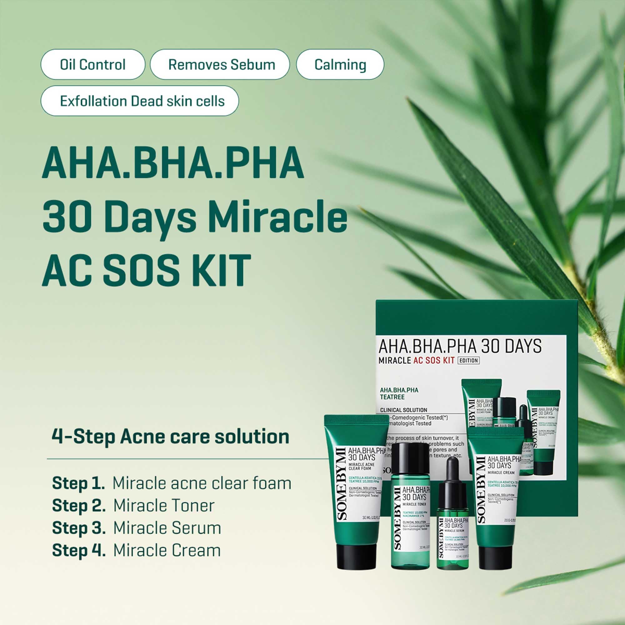 Back packaging of the multi acid daily exfoliating kit detailing ingredients and usage instructions for troubled skin.