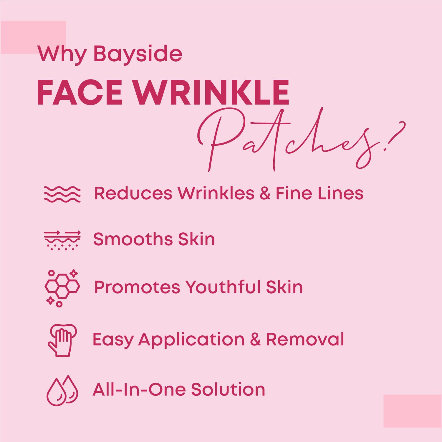 Bayside eye lifting strips applied to target fine lines and wrinkles.