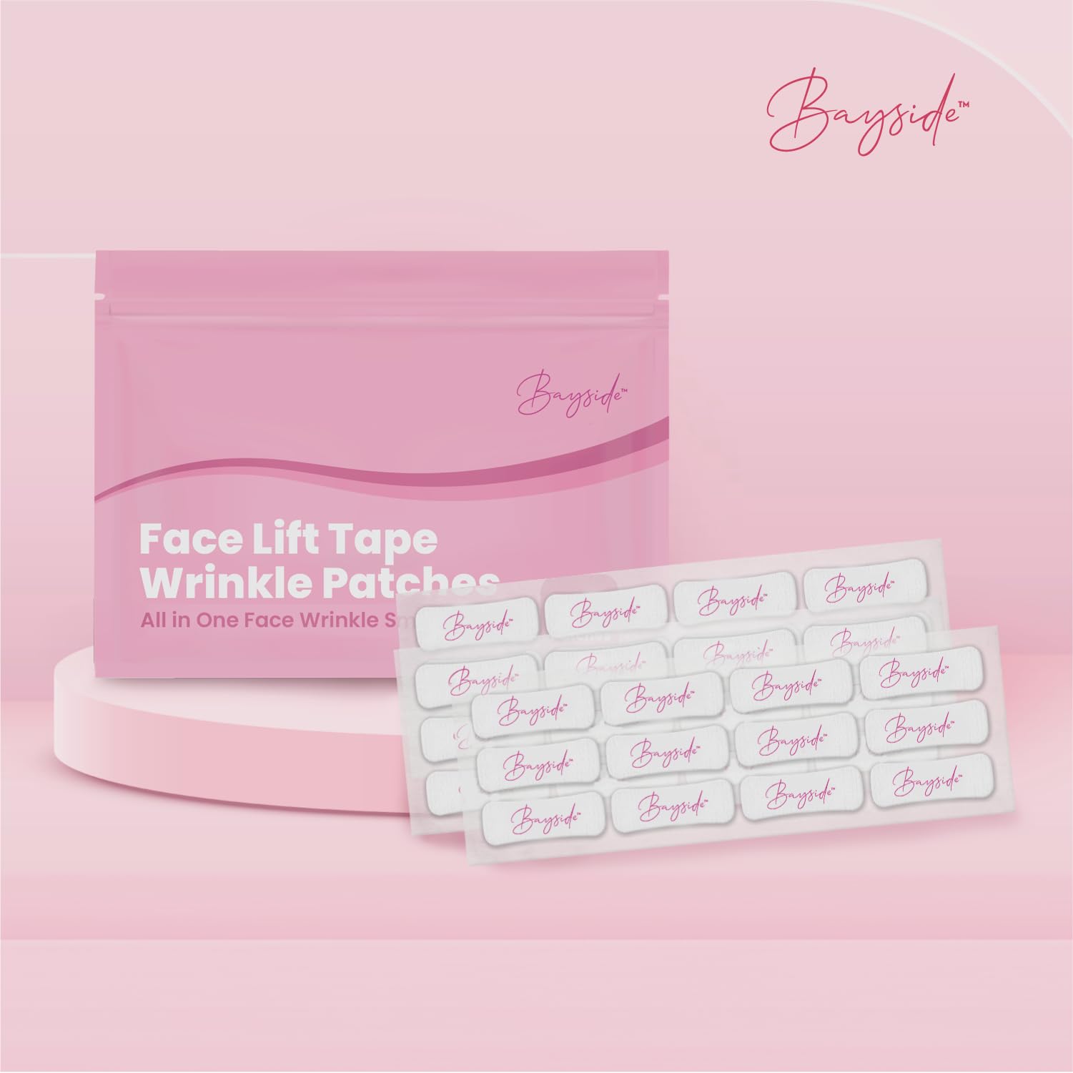 Bayside wrinkle reducing face lifters tape material demonstration for elasticity.