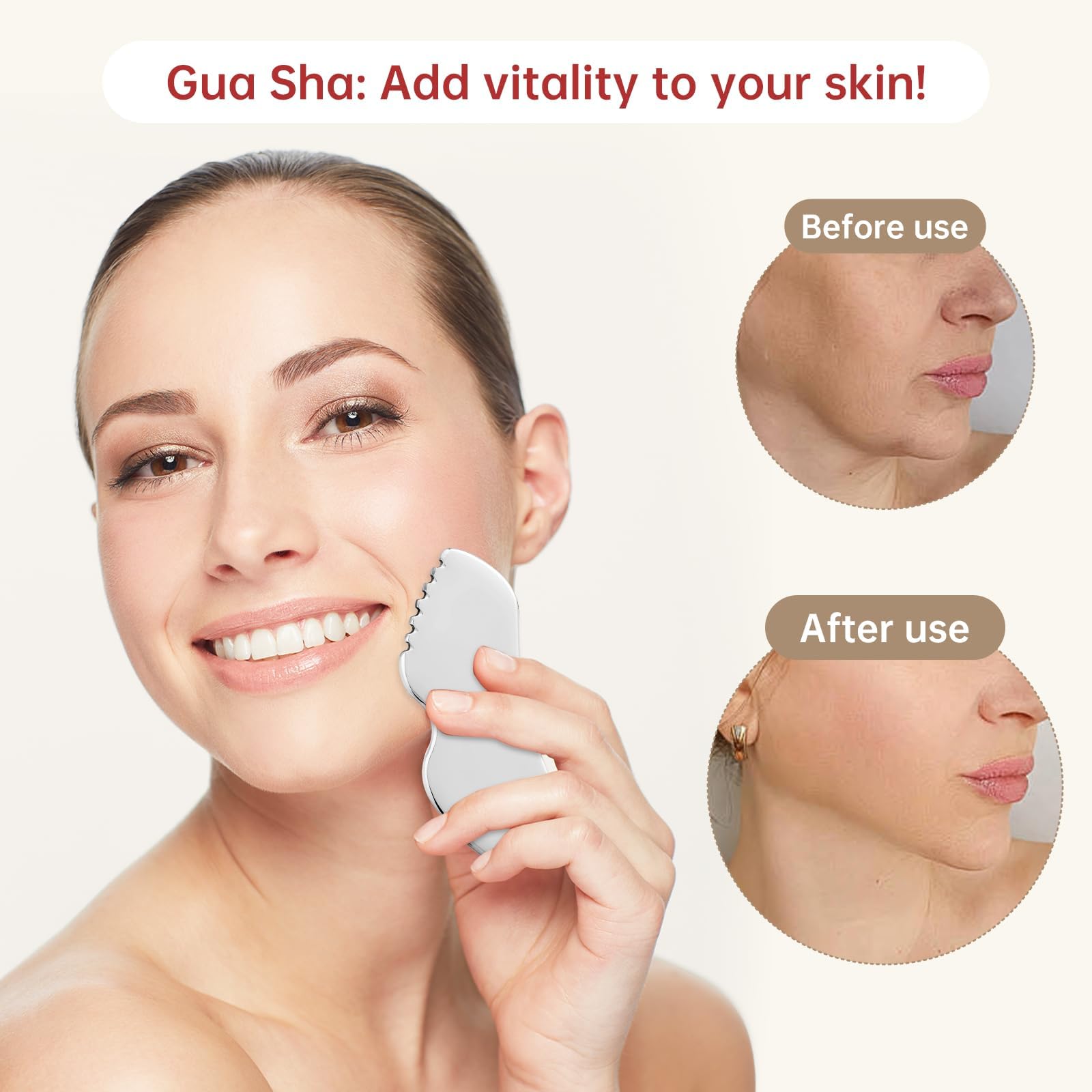ALOYGUZ stainless steel face sculpting tool for targeted lymphatic drainage massage