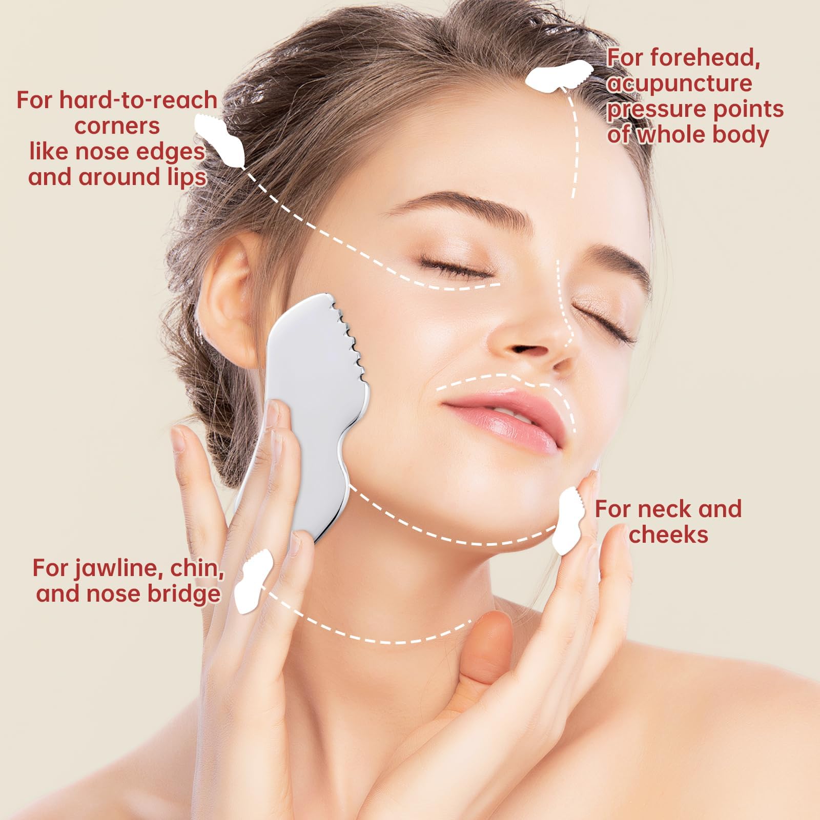 ALOYGUZ non-porous hygienic metal scraper tool for anti-aging skin care