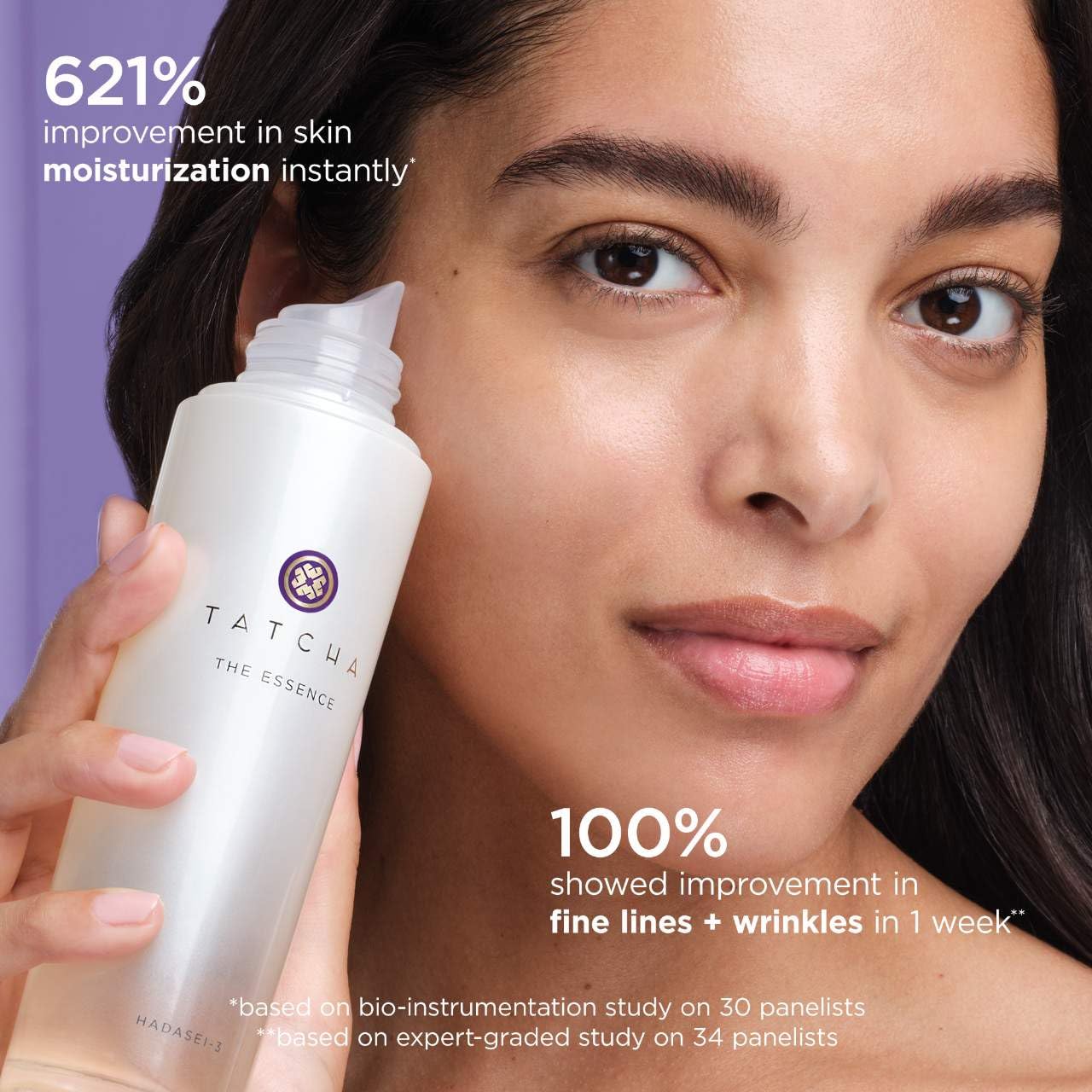 Texture shot of the creamy rice wash cleanser and rich dewy moisturizer included in the Tatcha trial set.