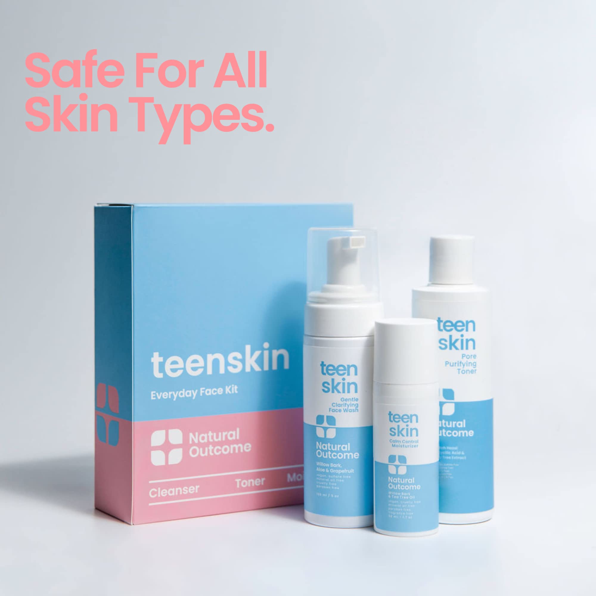 Natural Outcome Teen Skin Calm Control Moisturizer lightweight gel for acne-prone skin.