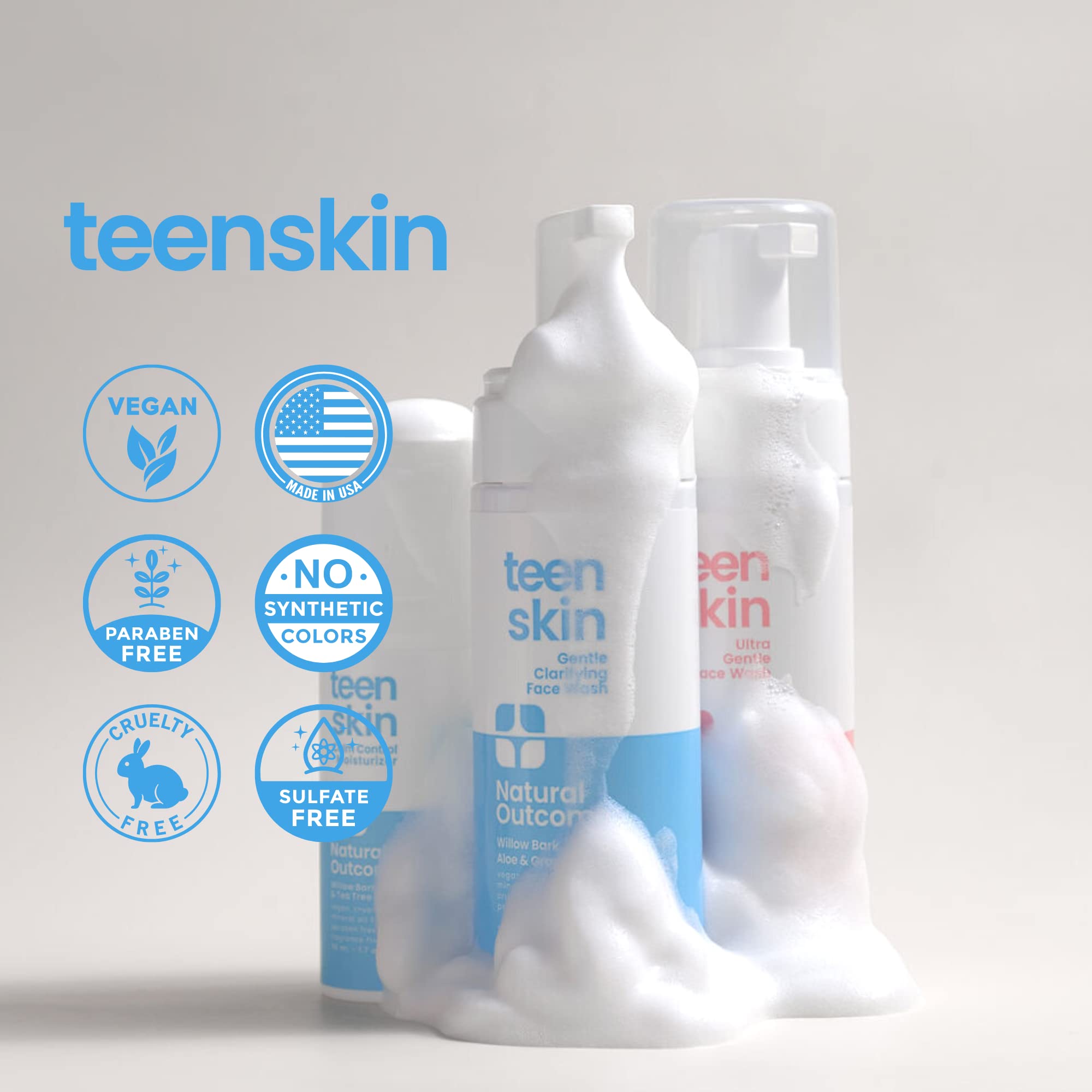 Texture shot of the foaming cleanser and lightweight moisturizer gel for preteens.