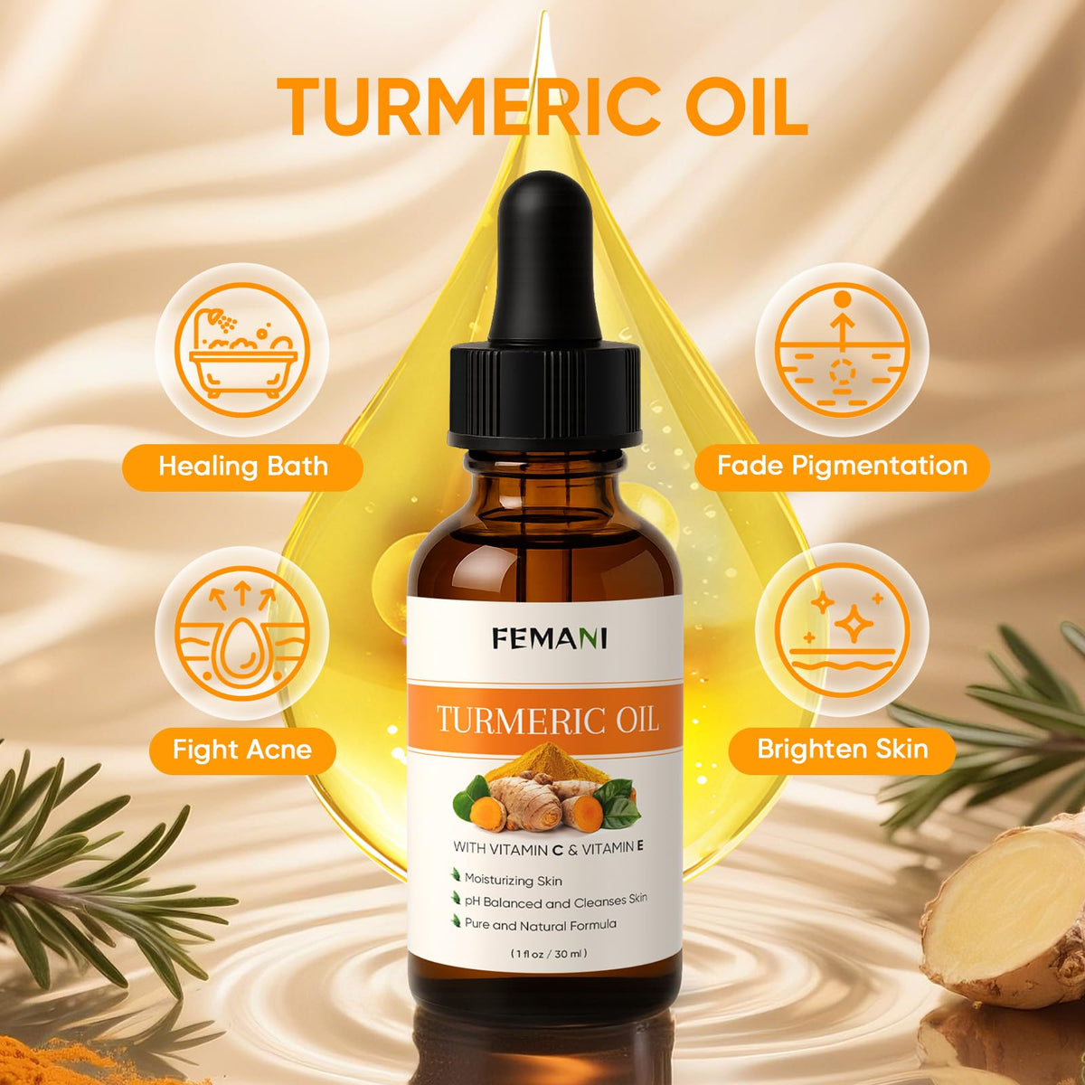 Femani turmeric skincare set packaging box and contents