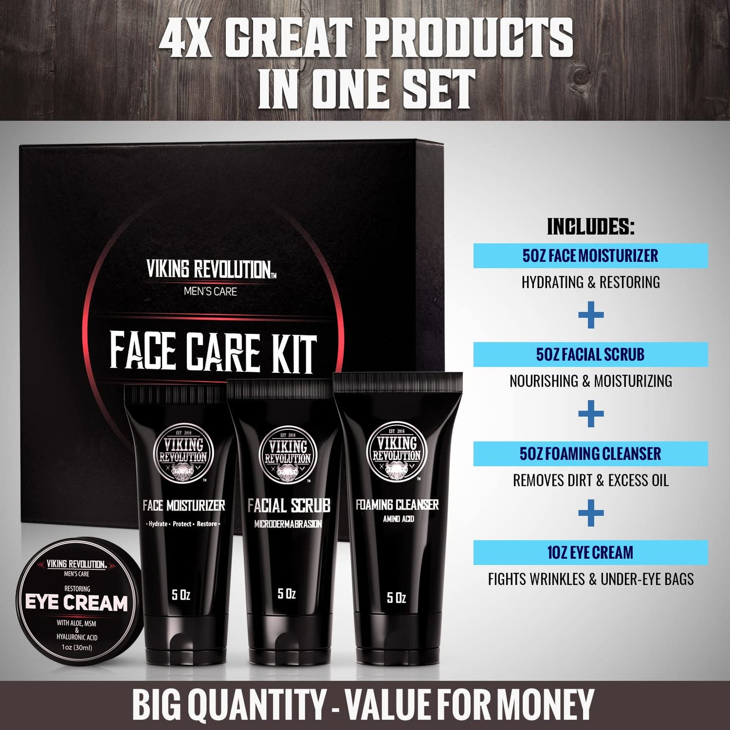 Viking Revolution daily face cream and anti-aging eye cream close up view
