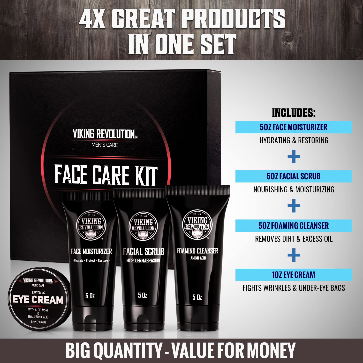 Viking Revolution daily face cream and anti-aging eye cream close up view