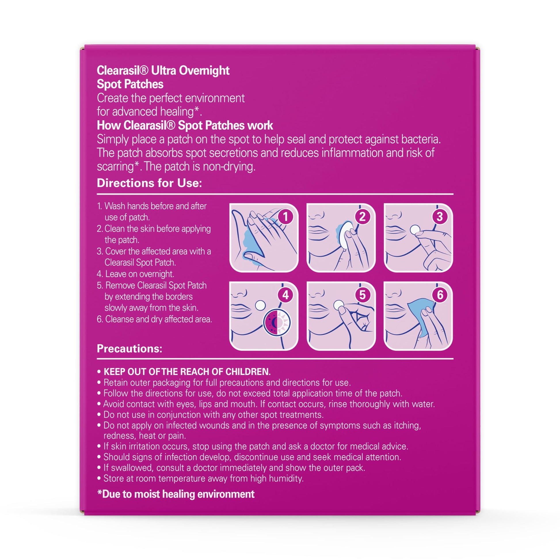 Clearasil skincare routine presentation featuring the protective hydrocolloid acne shield