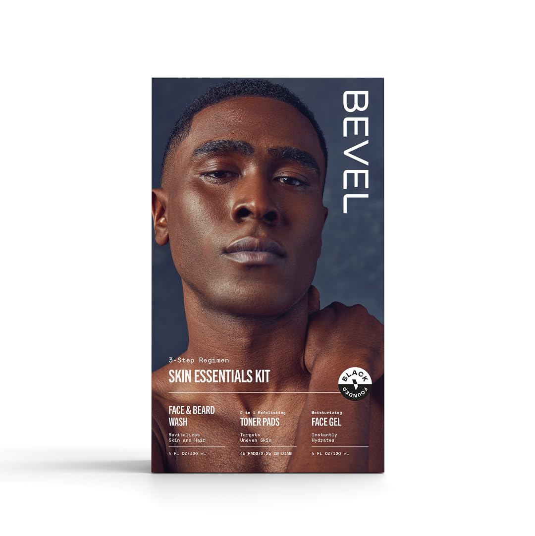 Bevel men's skincare kit face wash exfoliating pads and moisturizer