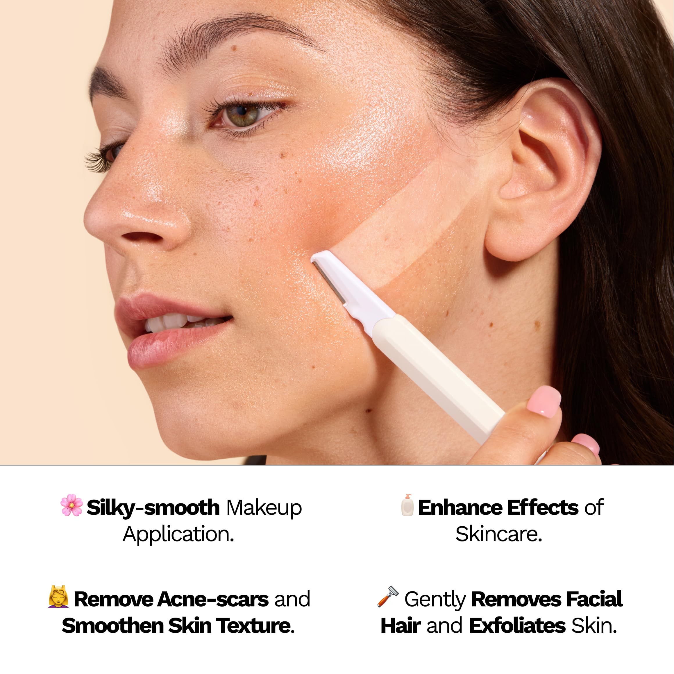 At home facial shaving wand and exfoliating blade set by Jill