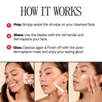 Jill dermaplane tool with pre-shave cleanser and wipes