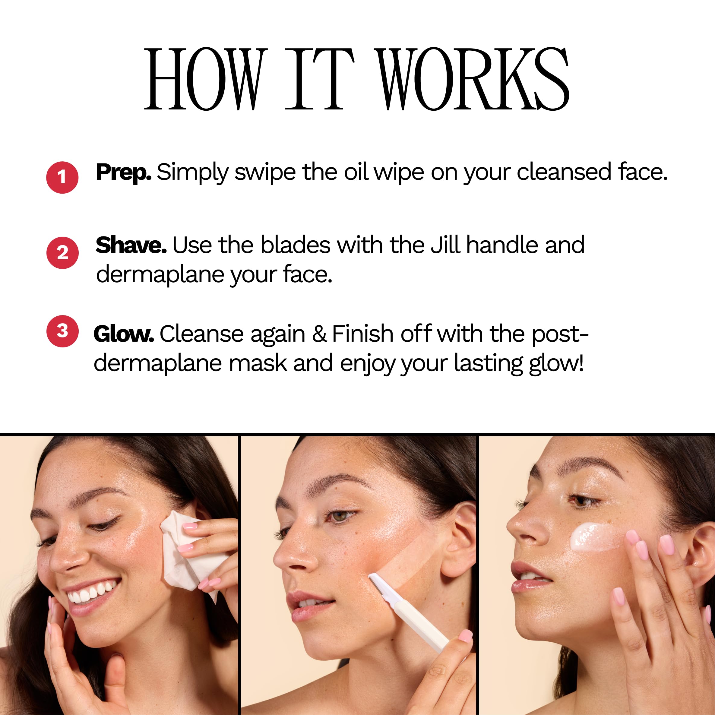 Premium female face razor package for removing peach fuzz and dead skin