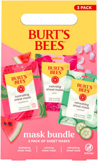Burt's Bees 3 count face mask bundle back ingredient label