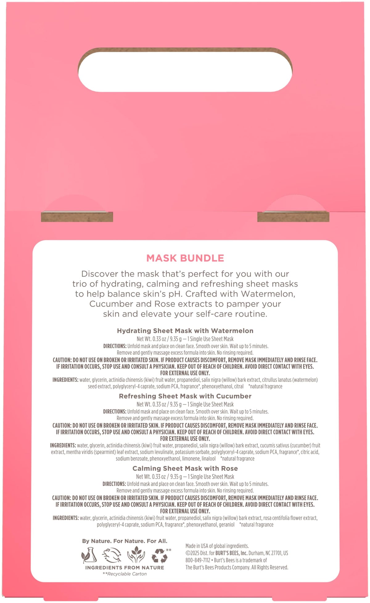 Burt's Bees natural origin facial sheet masks lifestyle arrangement