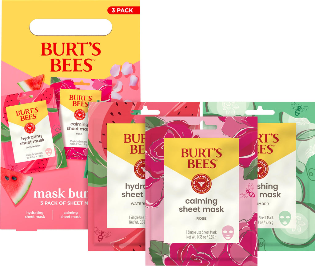 Burt's Bees skincare gift set box with handle and masks