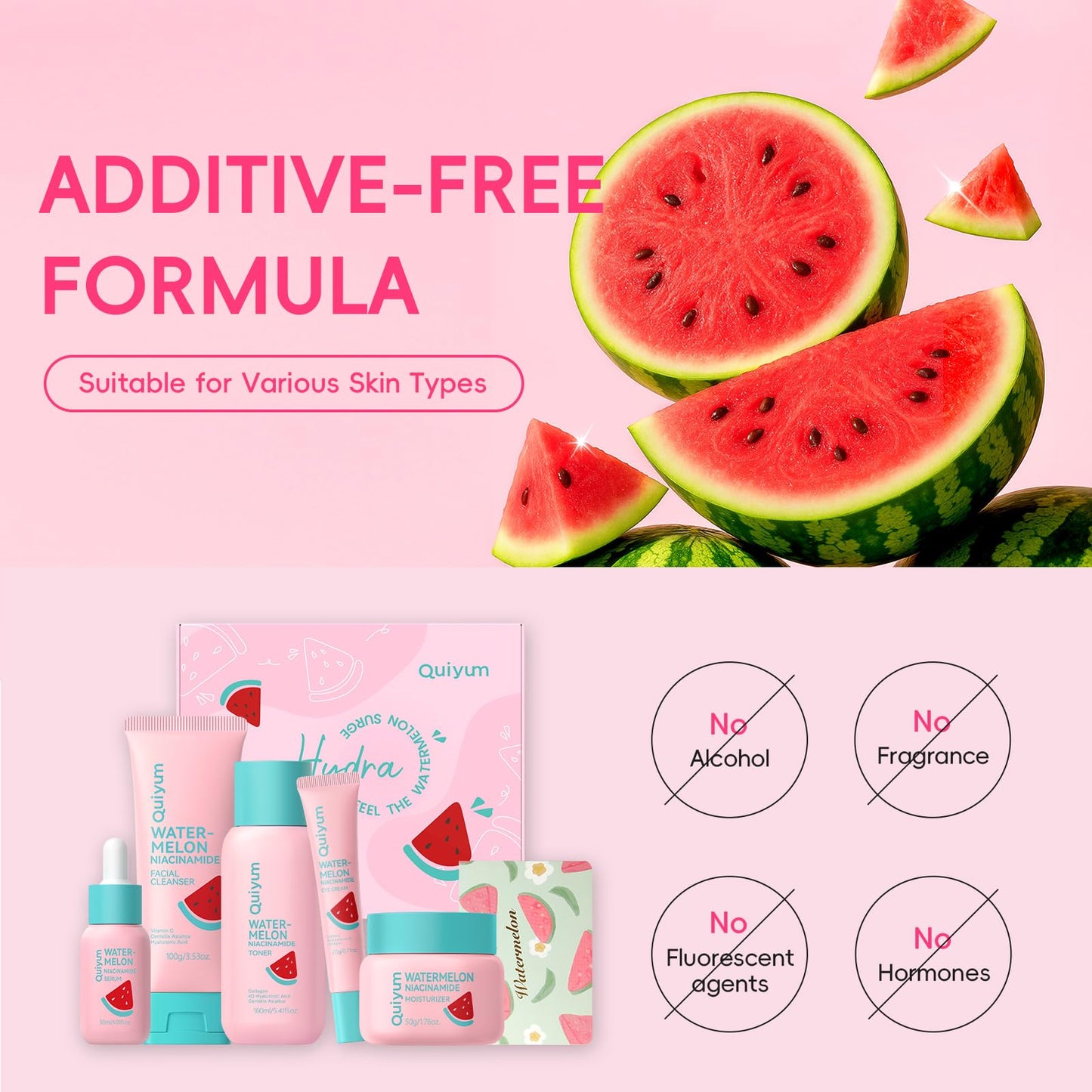 Full collection of the juicy glow facial kit arranged neatly to demonstrate a complete morning routine