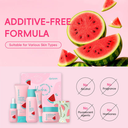 Full collection of the juicy glow facial kit arranged neatly to demonstrate a complete morning routine