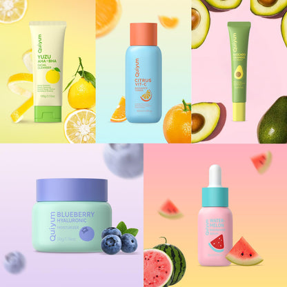 QUIYUM 5 step daily routine beauty skin care set for oil control and glow