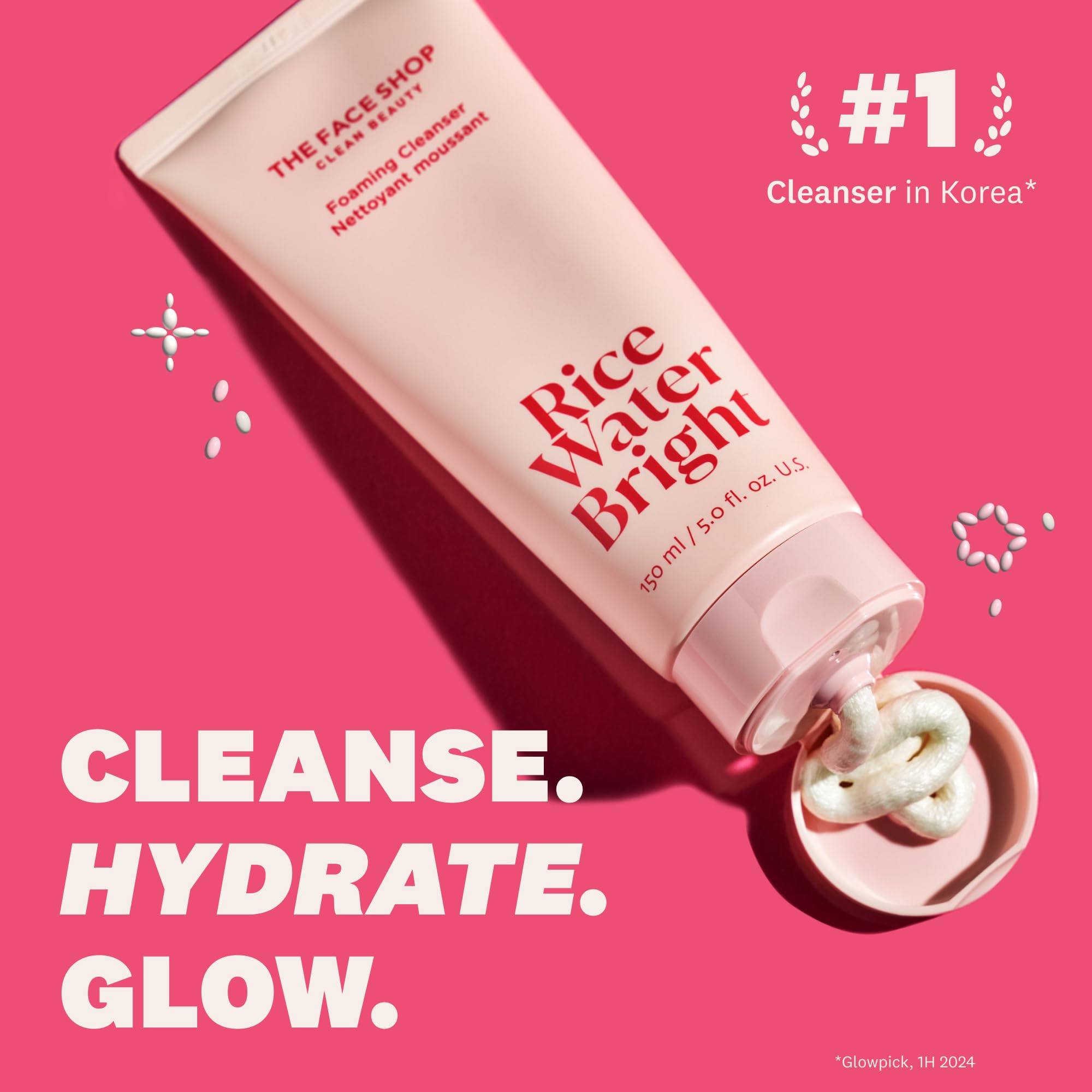 The Face Shop foaming face wash bottle showcasing the rich cream texture for gentle facial cleansing.