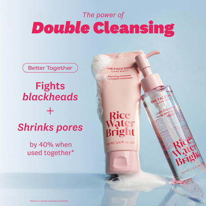 The Face Shop double cleanse kit showcasing both oil and foam cleansers for glowing skin.
