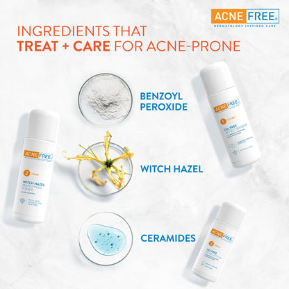 AcneFree oil free acne cleanser bottle for deep pore purification