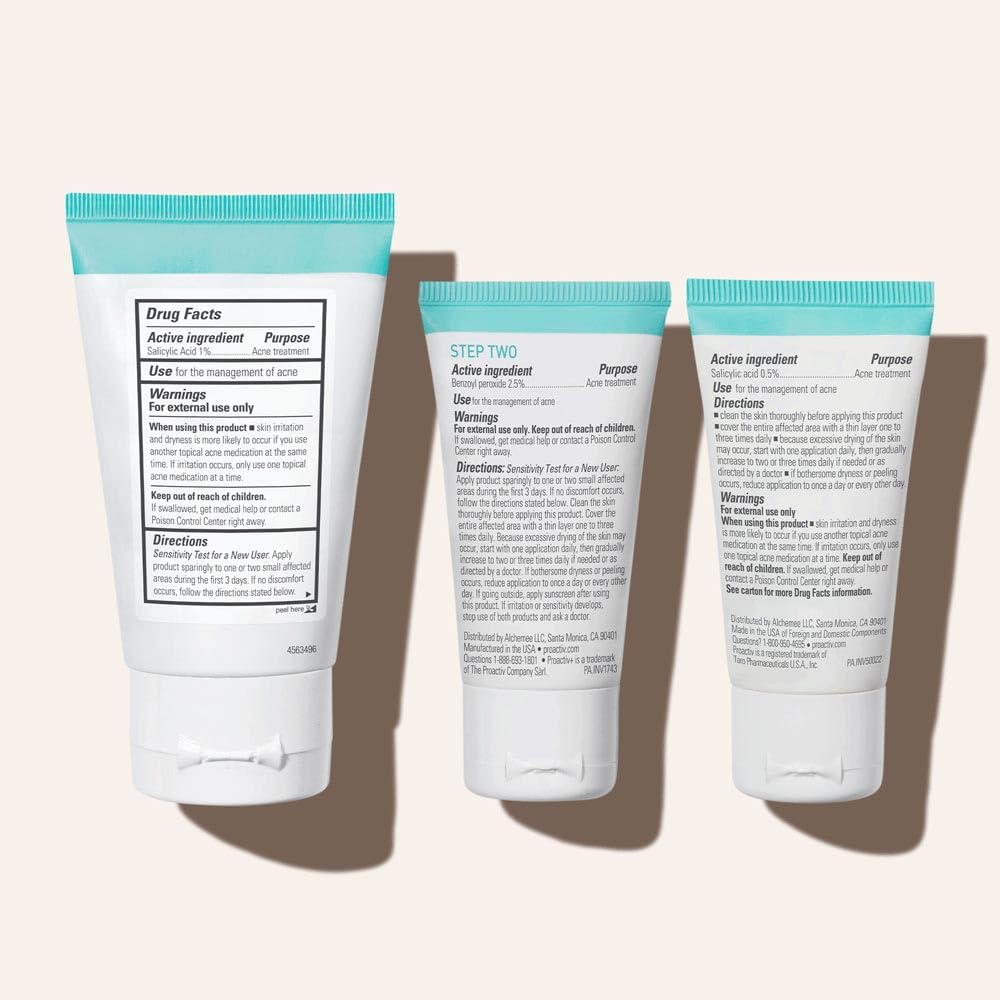 Proactiv 30 day complete acne skin care kit packaging layout with active ingredients clearly displayed