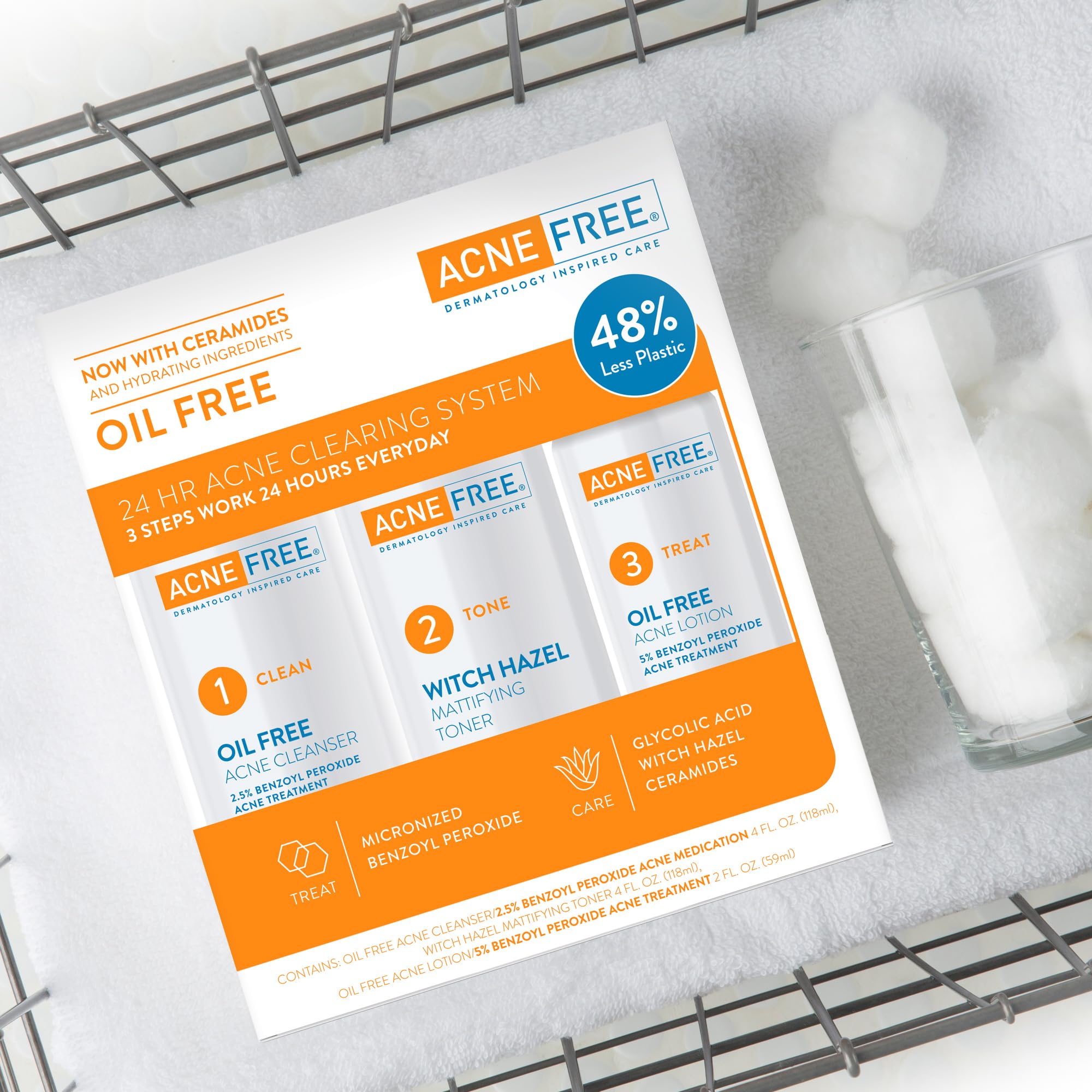 AcneFree acne clearing system three step regimen setup